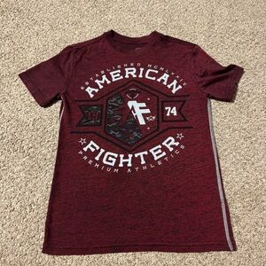 American Fighter Burgundy Graphic Tee small Youth